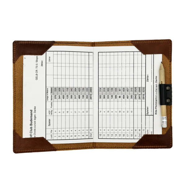 clubtags Scorekartenmappe Clubformat Echtleder quer Innenseite